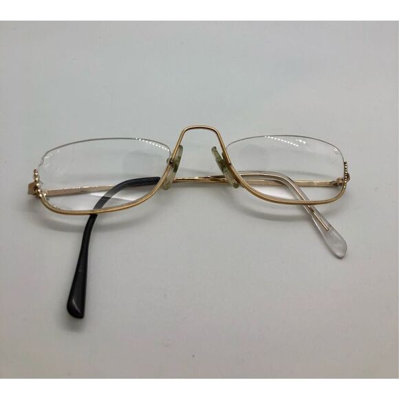VNT SCAGA EYEGLASSES FRAMES Half Gold Bottom  Rim Artsy Chic Dramatic Shape - Picture 1 of 16
